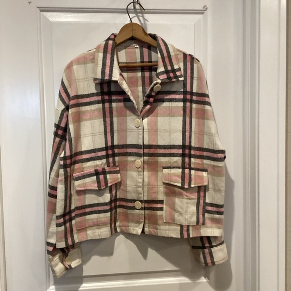 🫐Plaid Women's Jacket in Pink and Cream - Picture 2 of 12